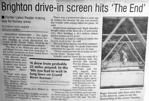 Lakes Drive-In Theatre - Brighton Argus Article